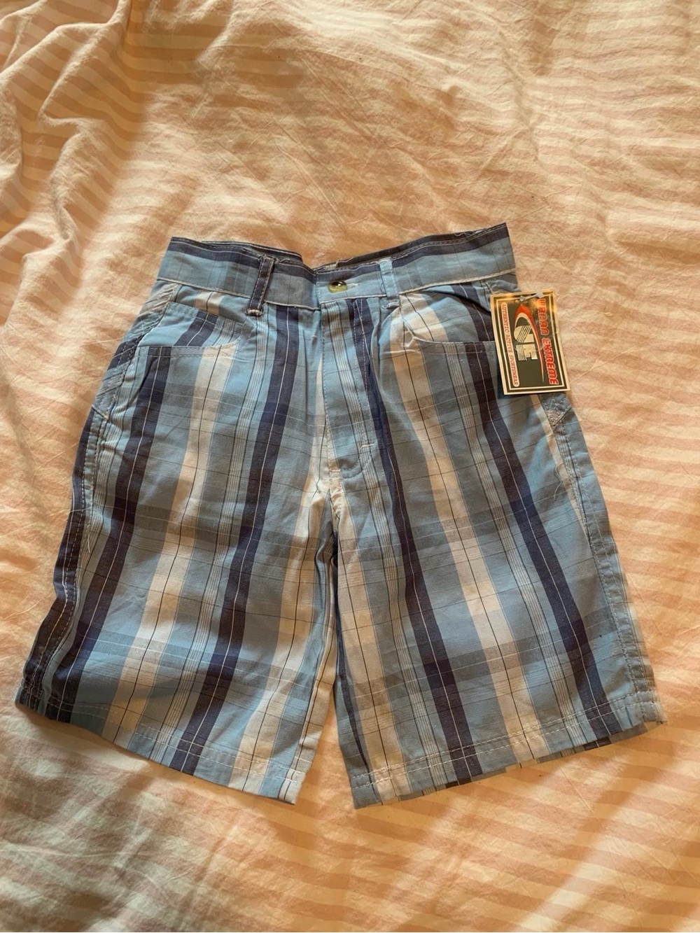 Light Blue Plaid Boy’s Shorts